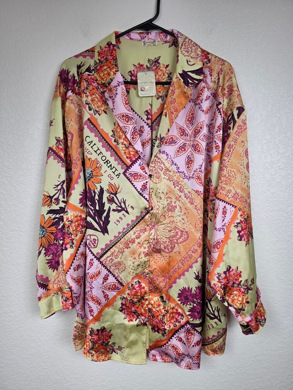 NWT $98 Free People Summer Combo Purple Floral Blouse Large